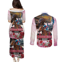 Kentucky Horses Racing 2025 Couples Matching Puletasi and Long Sleeve Button Shirt Churchill Downs The Race for the Roses