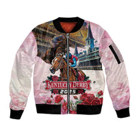 Kentucky Horses Racing 2025 Sleeve Zip Bomber Jacket Churchill Downs The Race for the Roses
