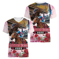 Kentucky Horses Racing 2025 Women V-Neck T-Shirt Churchill Downs The Race for the Roses