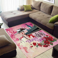 Kentucky Horses Racing Area Rug Churchill Downs Derby Girl Watercolor Style