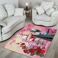 Kentucky Horses Racing Area Rug Churchill Downs Derby Girl Watercolor Style