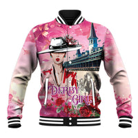 Kentucky Horses Racing Baseball Jacket Churchill Downs Derby Girl Watercolor Style