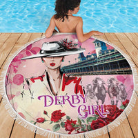 Kentucky Horses Racing Beach Blanket Churchill Downs Derby Girl Watercolor Style