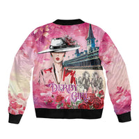Kentucky Horses Racing Bomber Jacket Churchill Downs Derby Girl Watercolor Style