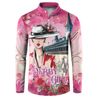 Kentucky Horses Racing Button Sweatshirt Churchill Downs Derby Girl Watercolor Style