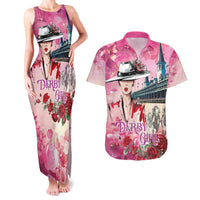Kentucky Horses Racing Couples Matching Tank Maxi Dress and Hawaiian Shirt Churchill Downs Derby Girl Watercolor Style