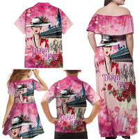 Kentucky Horses Racing Family Matching Off Shoulder Maxi Dress and Hawaiian Shirt Churchill Downs Derby Girl Watercolor Style