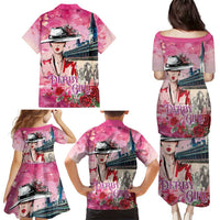 Kentucky Horses Racing Family Matching Puletasi and Hawaiian Shirt Churchill Downs Derby Girl Watercolor Style