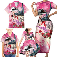 Kentucky Horses Racing Family Matching Short Sleeve Bodycon Dress and Hawaiian Shirt Churchill Downs Derby Girl Watercolor Style