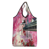 Kentucky Horses Racing Grocery Bag Churchill Downs Derby Girl Watercolor Style