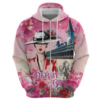 Kentucky Horses Racing Hoodie Churchill Downs Derby Girl Watercolor Style