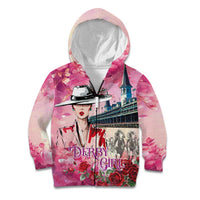 Kentucky Horses Racing Kid Hoodie Churchill Downs Derby Girl Watercolor Style