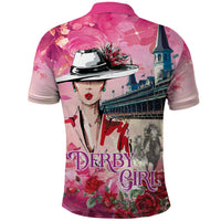 Kentucky Horses Racing Polo Shirt Churchill Downs Derby Girl Watercolor Style