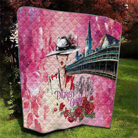 Kentucky Horses Racing Quilt Churchill Downs Derby Girl Watercolor Style