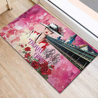 Kentucky Horses Racing Rubber Doormat Churchill Downs Derby Girl Watercolor Style
