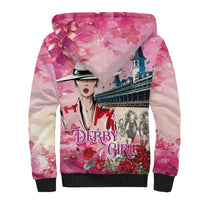 Kentucky Horses Racing Sherpa Hoodie Churchill Downs Derby Girl Watercolor Style