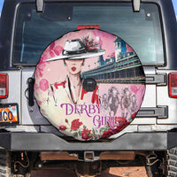 Kentucky Horses Racing Spare Tire Cover Churchill Downs Derby Girl Watercolor Style