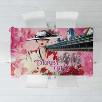 Kentucky Horses Racing Tablecloth Churchill Downs Derby Girl Watercolor Style