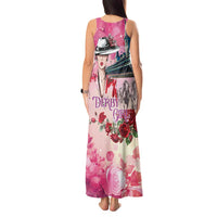 Kentucky Horses Racing Tank Maxi Dress Churchill Downs Derby Girl Watercolor Style