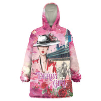 Kentucky Horses Racing Wearable Blanket Hoodie Churchill Downs Derby Girl Watercolor Style