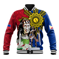 Philippines Lapu-Lapu Baseball Jacket Filipino Sun Tattoo With Yakan Pattern - Wonder Print Shop
