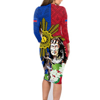 Philippines Lapu-Lapu Family Matching Long Sleeve Bodycon Dress and Hawaiian Shirt Filipino Sun Tattoo With Yakan Pattern - Wonder Print Shop