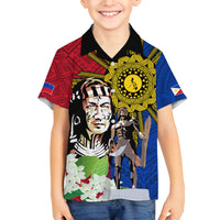 Philippines Lapu-Lapu Family Matching Off Shoulder Maxi Dress and Hawaiian Shirt Filipino Sun Tattoo With Yakan Pattern - Wonder Print Shop