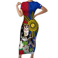 Philippines Lapu-Lapu Family Matching Short Sleeve Bodycon Dress and Hawaiian Shirt Filipino Sun Tattoo With Yakan Pattern - Wonder Print Shop