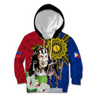 Philippines Lapu-Lapu Kid Hoodie Filipino Sun Tattoo With Yakan Pattern - Wonder Print Shop