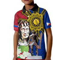 Philippines Lapu-Lapu Kid Polo Shirt Filipino Sun Tattoo With Yakan Pattern - Wonder Print Shop