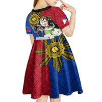 Philippines Lapu-Lapu Kid Short Sleeve Dress Filipino Sun Tattoo With Yakan Pattern - Wonder Print Shop