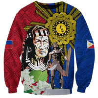 Philippines Lapu-Lapu Sweatshirt Filipino Sun Tattoo With Yakan Pattern - Wonder Print Shop