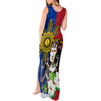 Philippines Lapu-Lapu Tank Maxi Dress Filipino Sun Tattoo With Yakan Pattern - Wonder Print Shop