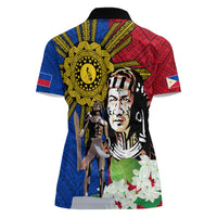 Philippines Lapu-Lapu Women Polo Shirt Filipino Sun Tattoo With Yakan Pattern - Wonder Print Shop