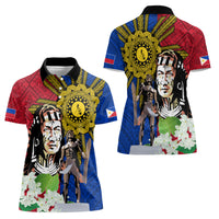 Philippines Lapu-Lapu Women Polo Shirt Filipino Sun Tattoo With Yakan Pattern - Wonder Print Shop