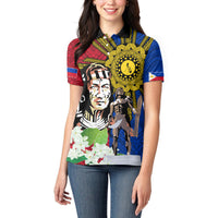 Philippines Lapu-Lapu Women Polo Shirt Filipino Sun Tattoo With Yakan Pattern - Wonder Print Shop