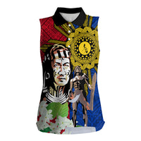 Philippines Lapu-Lapu Women Sleeveless Polo Shirt Filipino Sun Tattoo With Yakan Pattern - Wonder Print Shop