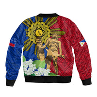 Philippines Lapu Lapu King Jasmine Flowers Bomber Jacket Filipino Sun Tattoo - Wonder Print Shop