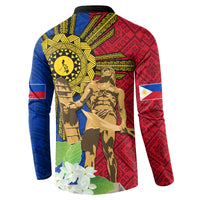 Philippines Lapu Lapu King Jasmine Flowers Button Sweatshirt Filipino Sun Tattoo - Wonder Print Shop