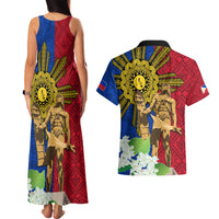 Philippines Lapu Lapu King Jasmine Flowers Couples Matching Tank Maxi Dress and Hawaiian Shirt Filipino Sun Tattoo - Wonder Print Shop