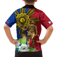 Philippines Lapu Lapu King Jasmine Flowers Family Matching Off The Shoulder Long Sleeve Dress and Hawaiian Shirt Filipino Sun Tattoo - Wonder Print Shop