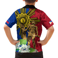 Philippines Lapu Lapu King Jasmine Flowers Family Matching Short Sleeve Bodycon Dress and Hawaiian Shirt Filipino Sun Tattoo - Wonder Print Shop