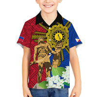 Philippines Lapu Lapu King Jasmine Flowers Family Matching Short Sleeve Bodycon Dress and Hawaiian Shirt Filipino Sun Tattoo - Wonder Print Shop