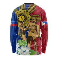 Philippines Lapu Lapu King Jasmine Flowers Long Sleeve Shirt Filipino Sun Tattoo - Wonder Print Shop