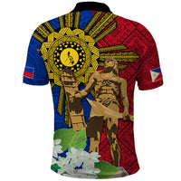 Philippines Lapu Lapu King Jasmine Flowers Polo Shirt Filipino Sun Tattoo - Wonder Print Shop