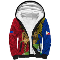 Philippines Lapu Lapu King Jasmine Flowers Sherpa Hoodie Filipino Sun Tattoo - Wonder Print Shop