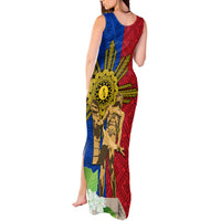 Philippines Lapu Lapu King Jasmine Flowers Tank Maxi Dress Filipino Sun Tattoo - Wonder Print Shop
