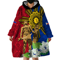 Philippines Lapu Lapu King Jasmine Flowers Wearable Blanket Hoodie Filipino Sun Tattoo - Wonder Print Shop