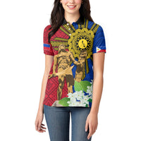 Philippines Lapu Lapu King Jasmine Flowers Women Polo Shirt Filipino Sun Tattoo - Wonder Print Shop