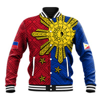 Philippines Sun Batok Tattoo Baseball Jacket Polynesian and Yakan Pattern - Wonder Print Shop
